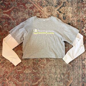 Champion Heather Gray Tee with White Accents